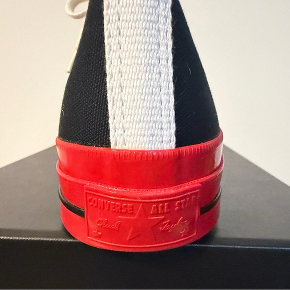 Converse des Garcons Black and Red High-Top Sneakers - Picture 6 of 8